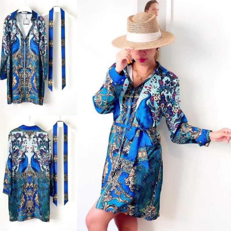 DRESS SATIN SILK BANGKOK AMBERGER KANCING DEPAN BANGKOK