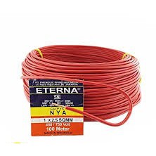 Kabel Eterna NYA 1X2.5mm  Merah / Biru / Hitam / Kuning Hijau Meteran/ Eceran