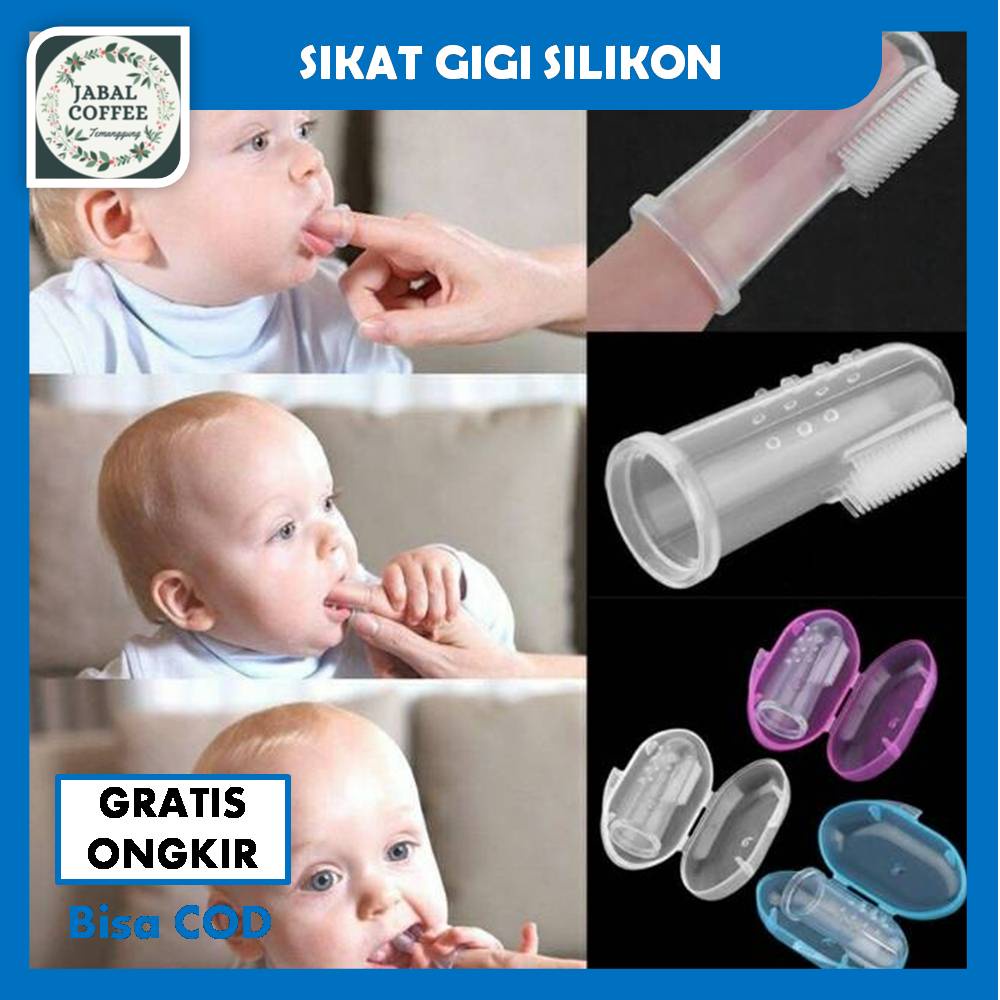 Sikat Gigi Lidah Gusi Bayi / Sikat Gigi Jari Bayi Silikon Baby Finger Teether Free Kotak J127