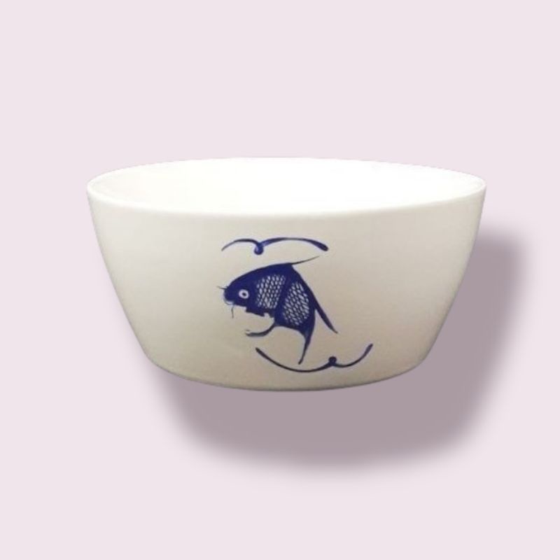 mangkok keramik motif ikan /mangkok kecil /mangkok makan/mangkuk