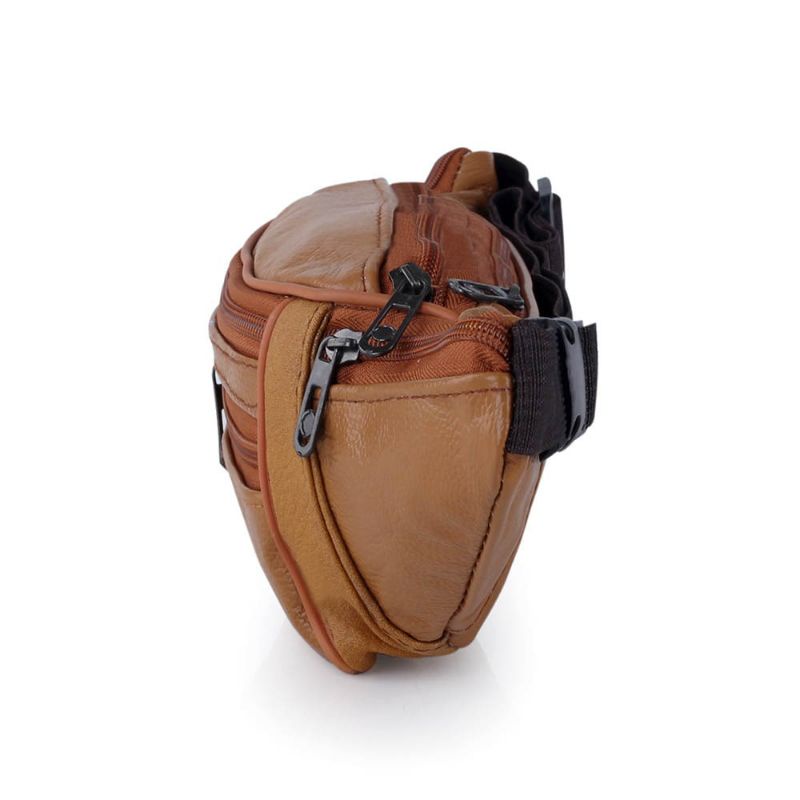 Tas Selempang Kulit Terbaru Pria Coklat | Waistbag Tas Bahan Viena Premium | Salempang Slingbag