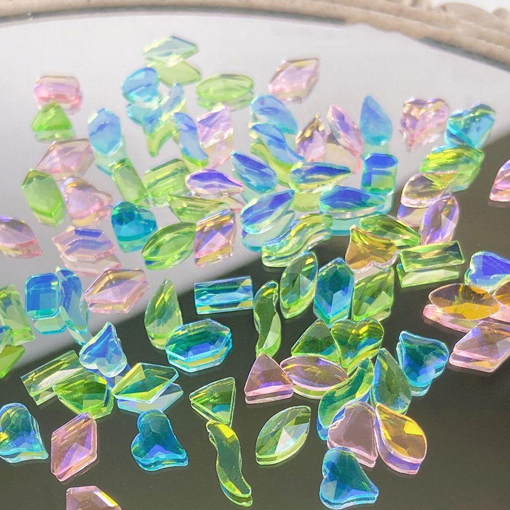 Mxbeauty Aurora Nail Art Rhinestones Wanita Warna-Warni Berbentuk Tidak Teratur Hiasan Kuku Bintang Berbentuk Perhiasan Kuku 3D