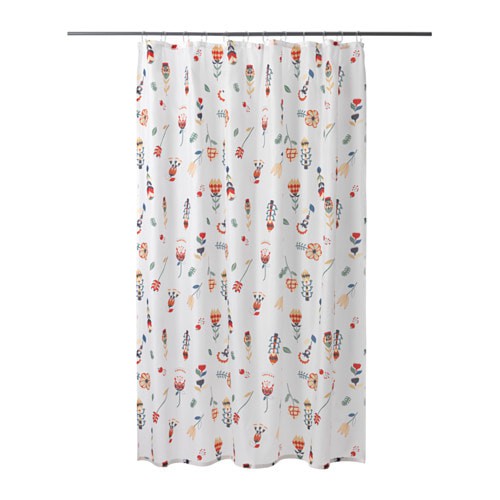 Tirai Kamar Mandi IKEA ROSENFIBBLA Corak Bunga Shower Curtain
