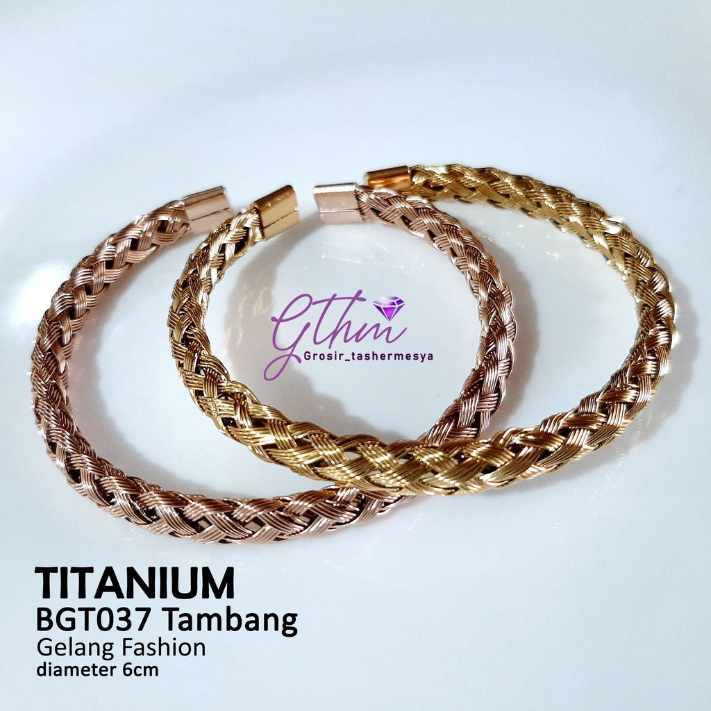 Gelang Tambang Wanita Titanium Gold Rosegold Perhiasan Import Premium Anti Karat Anti Luntur BGT037 Gthm