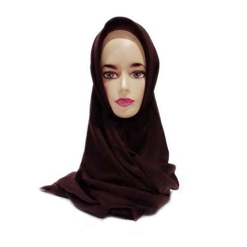 Grosir Jilbab Segiempat Polos Hijab Saudia Rawis Warna Coklat