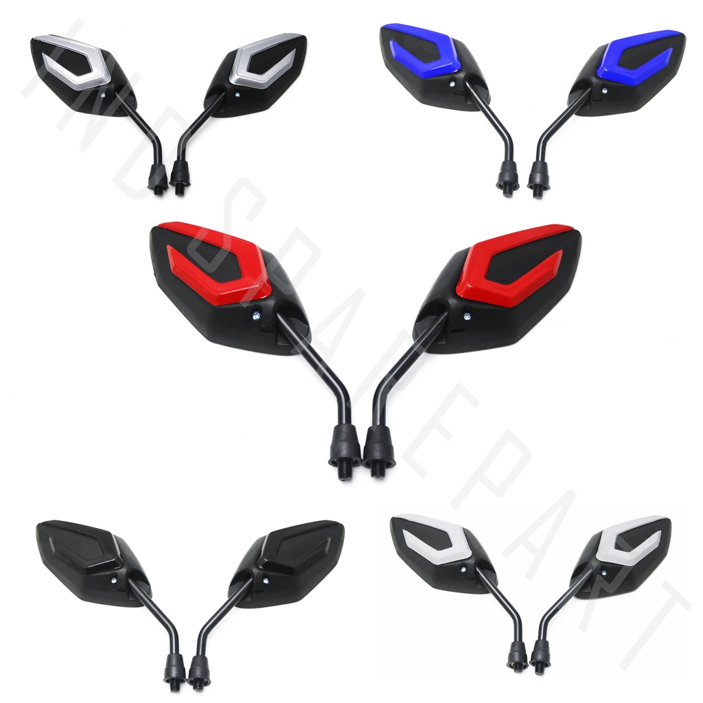 Spion-Sepion-Kaca Mirror-Cermin Kiri Kanan Set Variasi Semua Jenis Motor Honda Drat Kanan Baut 14 Putih-Merah-Biru-Hitam Beat/Vario/Scoopy/Spacy/Revo/Grand/Supra/PCX/Tiger/CB 100/Blade/Legenda