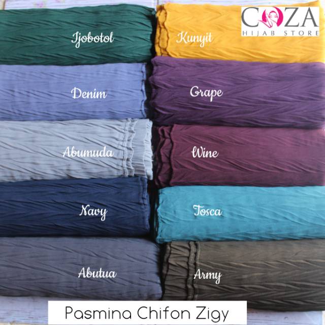 PASMINA CHIFON ZIGY ZIGZAG  LIPIT CHIFON CROSS PLISKET LIPIT TERLARIS TERMURAH / Coza Batik