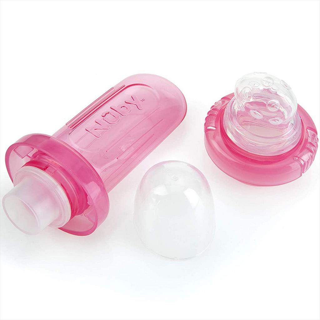 NUBY 124657 30 ml Mini Ez Squeeze Feeder w Case Pink Sendok Bayi