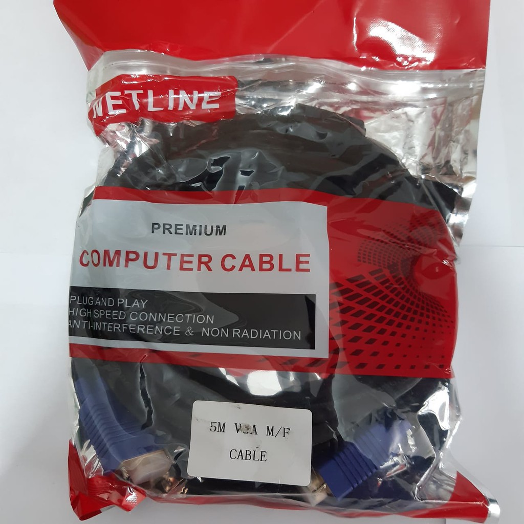 Netline Kabel VGA 5Meter Male to Female Gold Plate