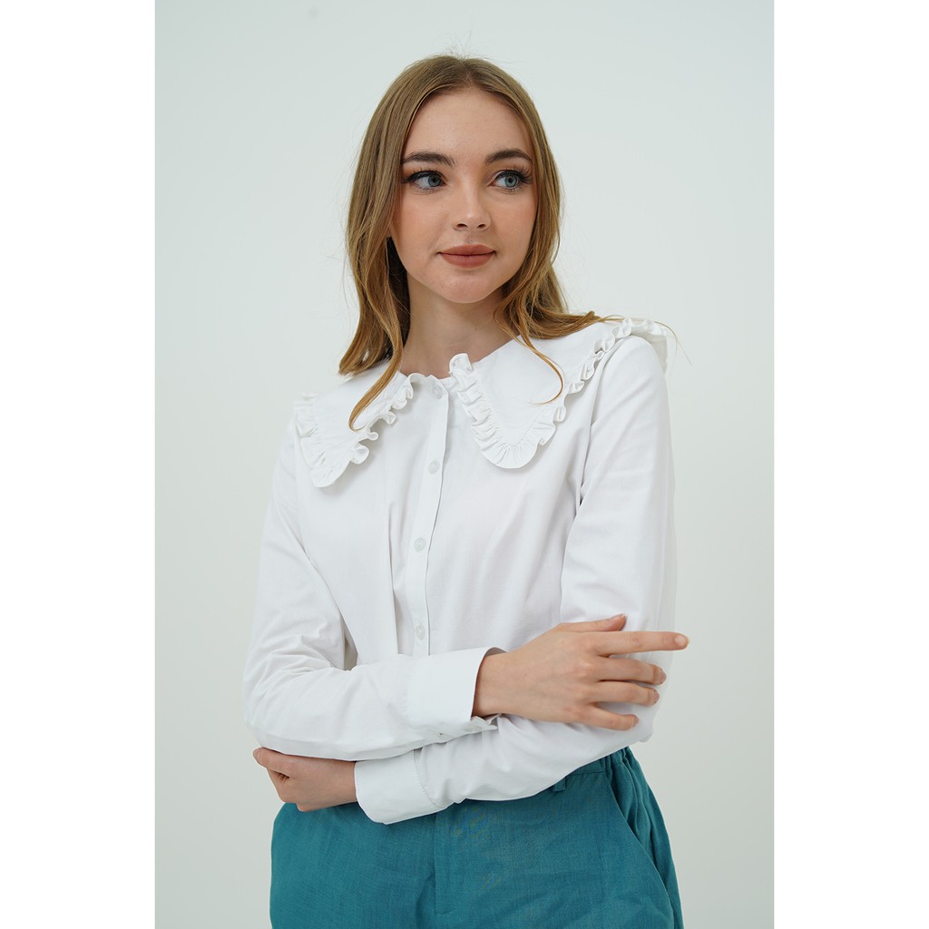 Alice Shirt / Blouse Kerja Wanita / Blus Korea Wanita Kerah Lebar