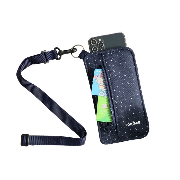 Dompet Wanita Hanging Phone Wallet Tas Hp Gantung Leher Wanita Pria Motif Springkle Dongker Branded 