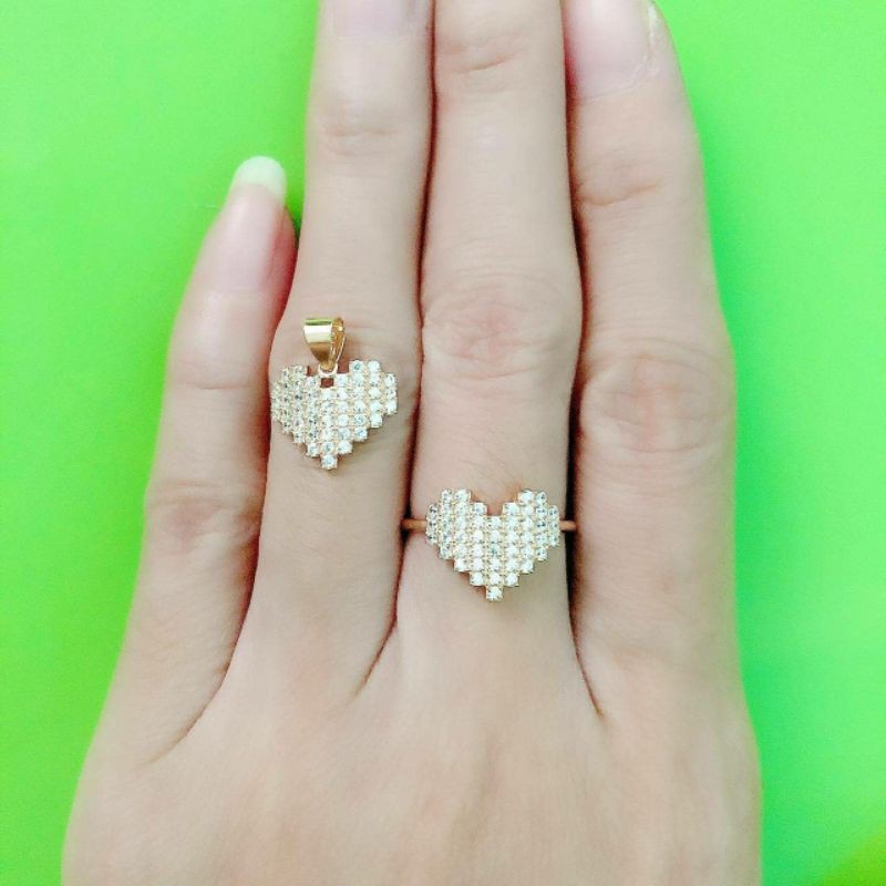 Liontin dan cincin love full mata kadar 700