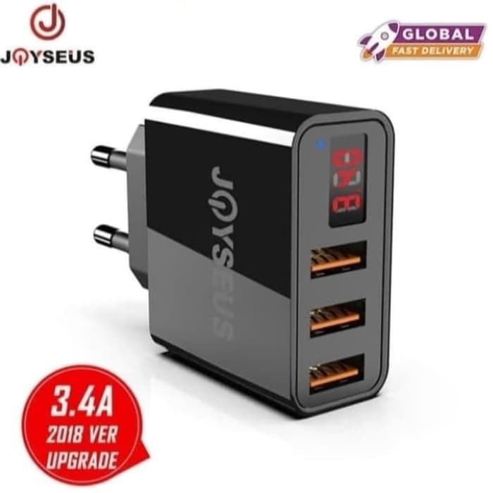 Joyseus T4L 3.4A USB Kabel Charger 3 Port Travel Charger Casan