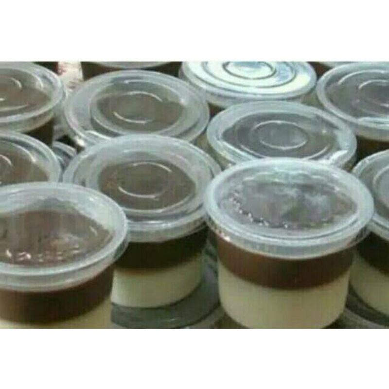 CUP PUDING Gelas Plastik Cup bening kecil agar puding rujak mini isi 50pcs/rol Diameter 65cm