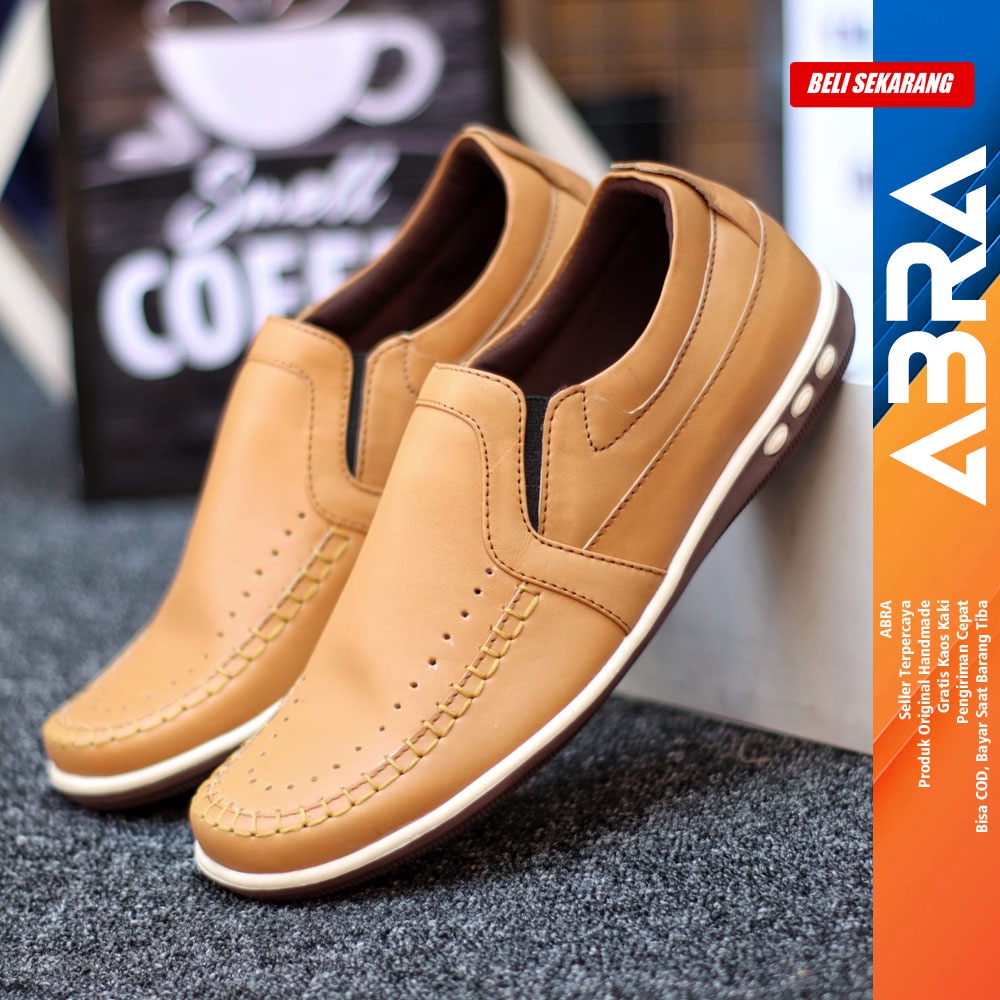 Sepatu Kulit Slip On Casual Pria - Abra jimyth