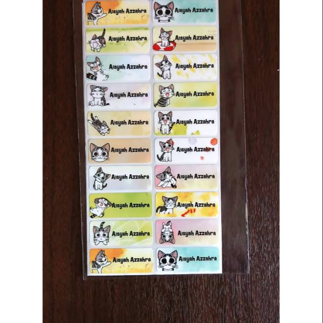 

Sticker/label nama buku,alat tulis,t4makan , waterproof dan anti sobek motif Cat
