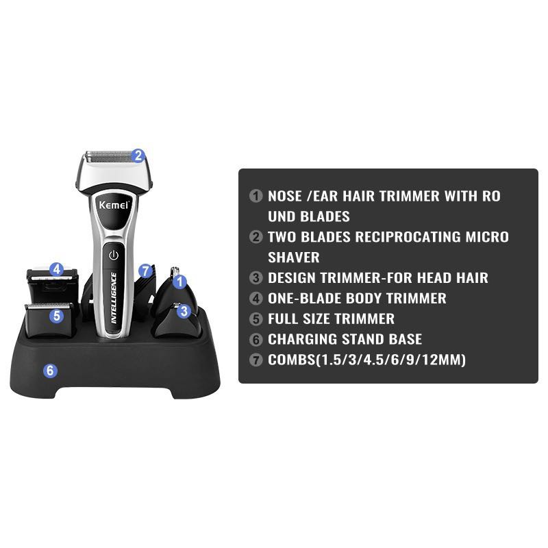 Kemei KM-671 5 in 1 Electric Razors For Men LCD Display Electric Shaver