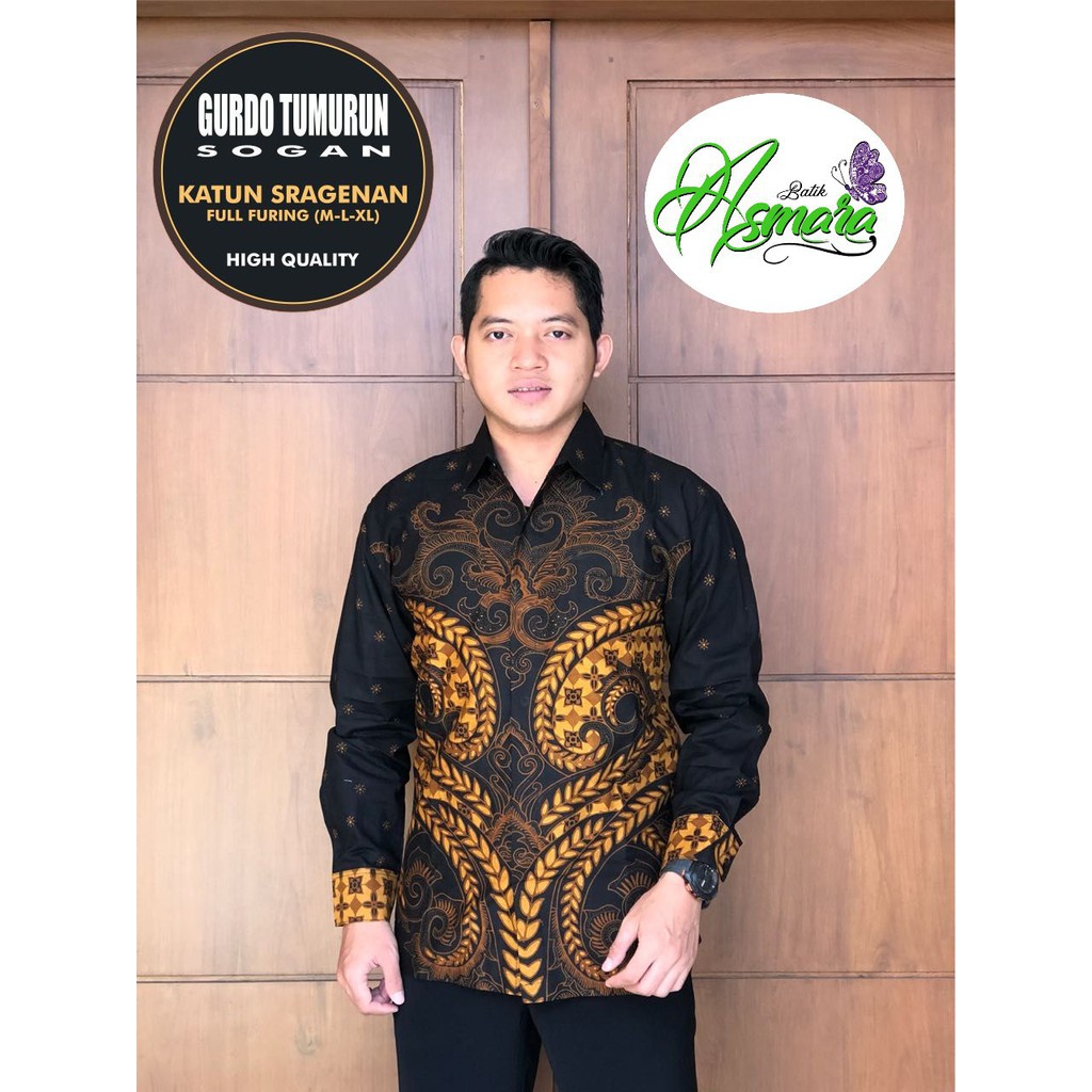 GURDO TUMURUN ASMARA BATIKSOLOAMANAH KEMEJA BAJU BATIK PRIA SOLO LENGAN PANJANG PENDEK LAPIS FURING ATASAN BATIK PREMIUM MODERN KATUN HALUS PEKSI PARANG PRAKASITA KUNING KRESNA SEMULUR SOGAN DWI PANGGA EKOR NAGA SOGAN PEKSI KAWUNG SAWUNG GALING PEKSI NAVY