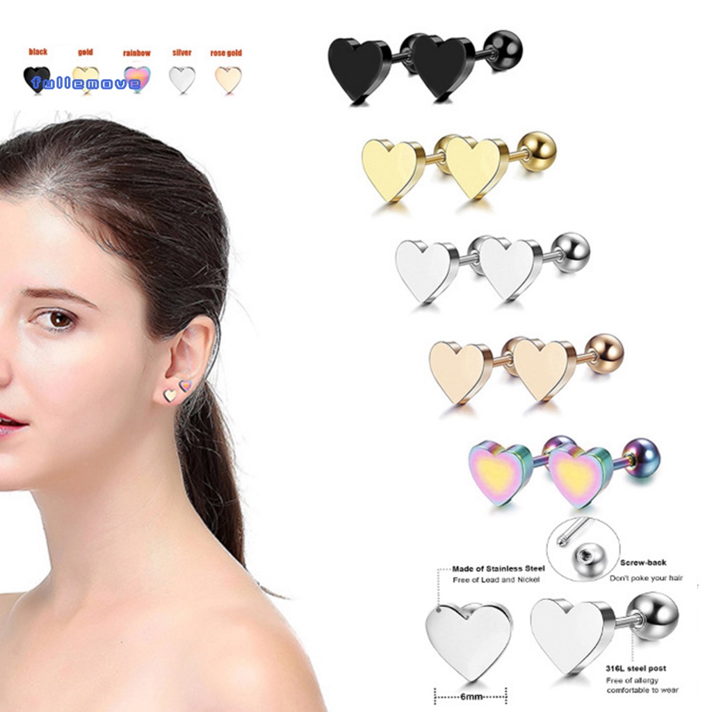 1pc Anting Stud Bentuk Hati Geometris Untuk Aksesoris