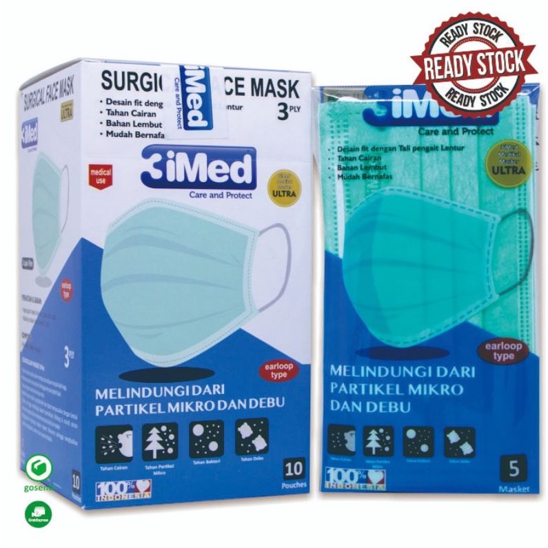SURGICAL FACE MASK ULTRA 3IMED ORIGINAL 50 PCS / MASKER MEDIS PREMIUM KEMENKES