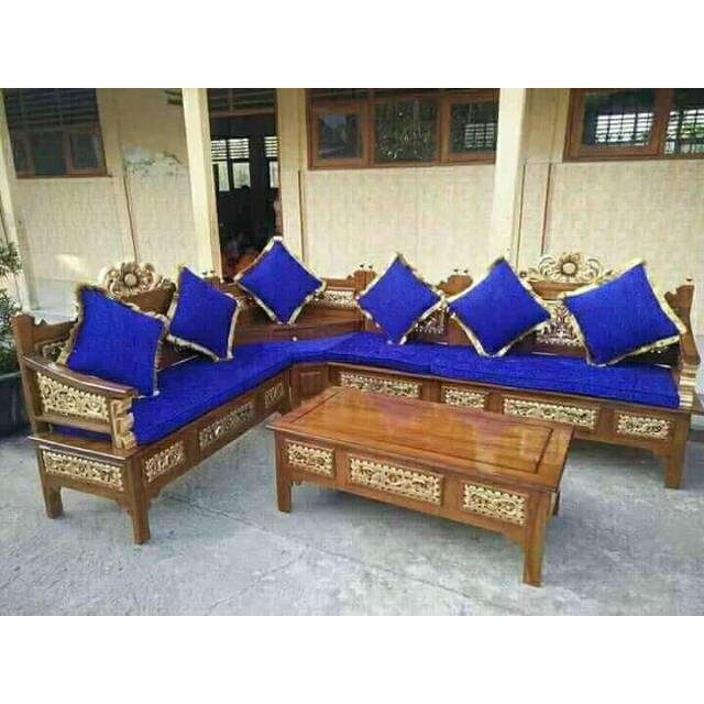 kursi tamu sudut jati jepara letter L