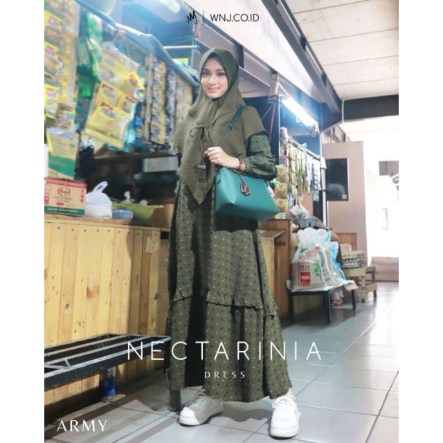 WNJ NECTARINIA gamis wanita crinkle airflow terbaru daily polos simple elegan kekinian syari busui f