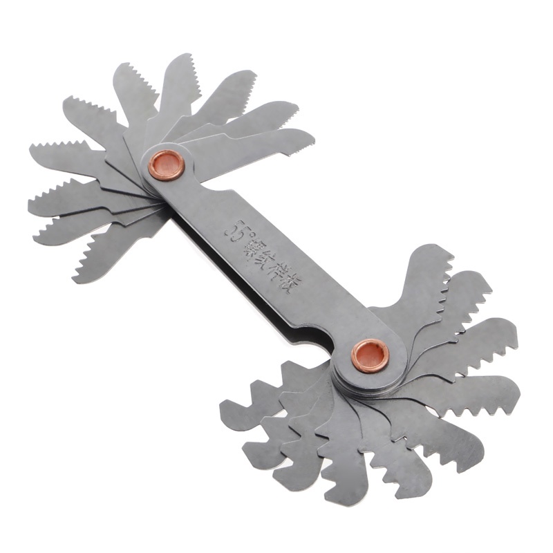 Mary 2pcs / Set Alat Ukur Drat / Baut Metrik 60 + 55 Derajat Bahan Stainless Steel Untuk Peralatan Tukang