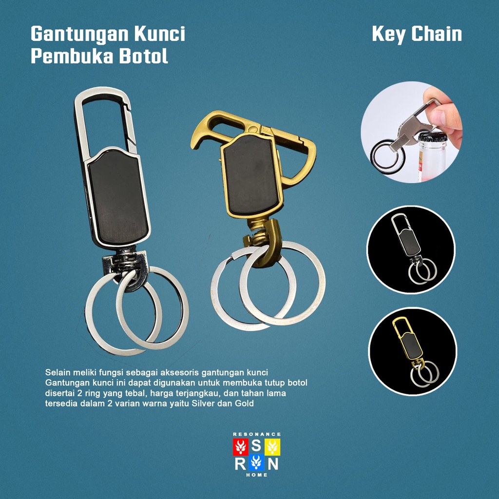 Gantungan Kunci Pembuka Botol Untuk Motor Mobil Rumah Multifungsi Keyring Aksesoris Pria Wanita Resonance Home