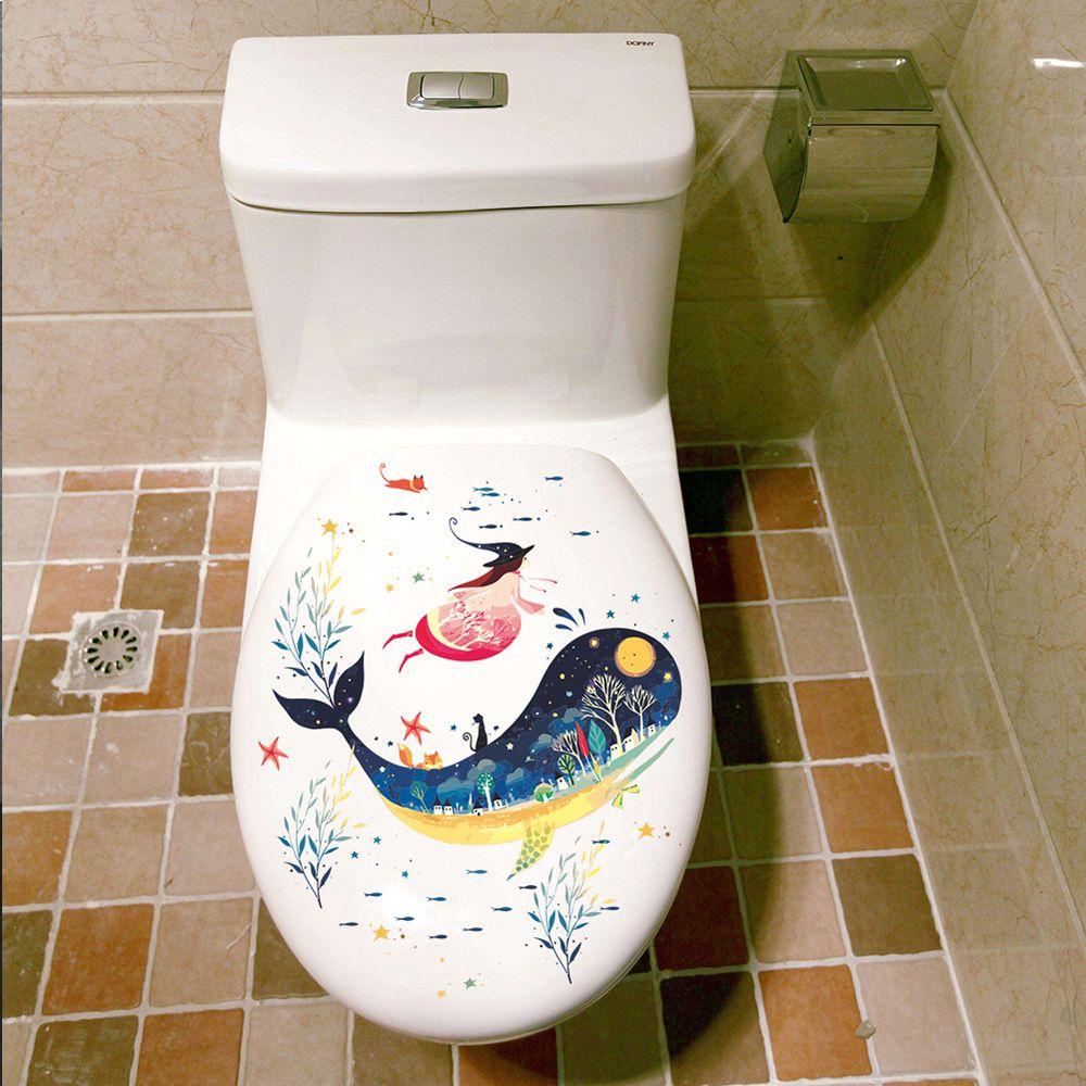 Solighter Stiker Toilet Tahan Air Mural Art Kamar Mandi Commode Ornamen Dunia Bawah Laut