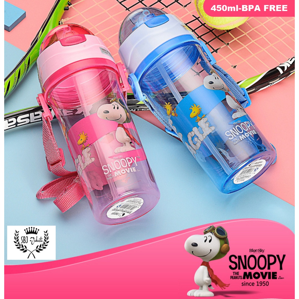 BOTOL MINUM PLASTIK ANAK BPA FREE 450 ML SNOOPY THE MOVIE ORIGINAL