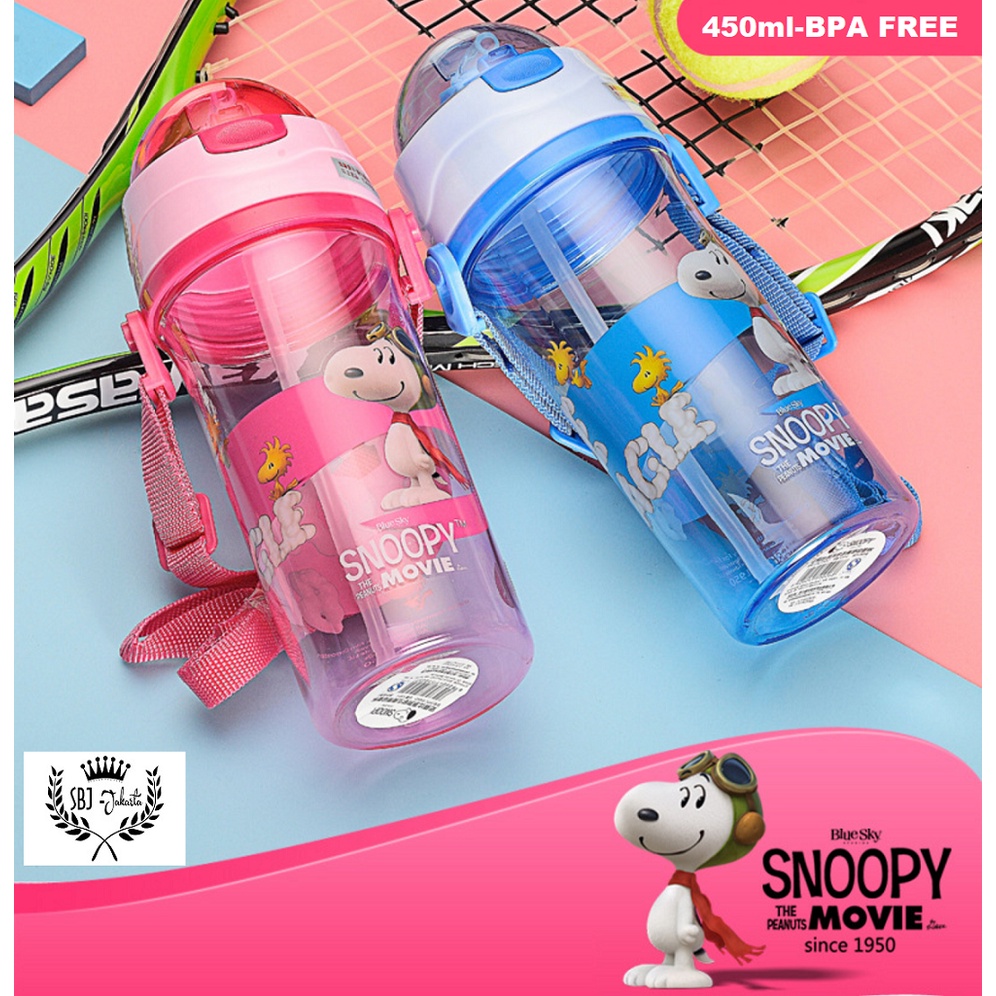 BOTOL MINUM PLASTIK ANAK BPA FREE 450 ML SNOOPY THE MOVIE ORIGINAL