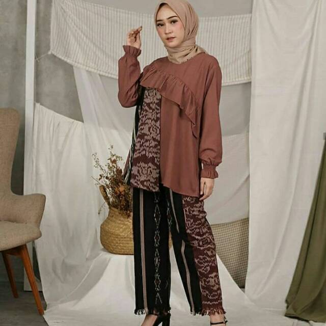 Setelan tenun + kulot tenun