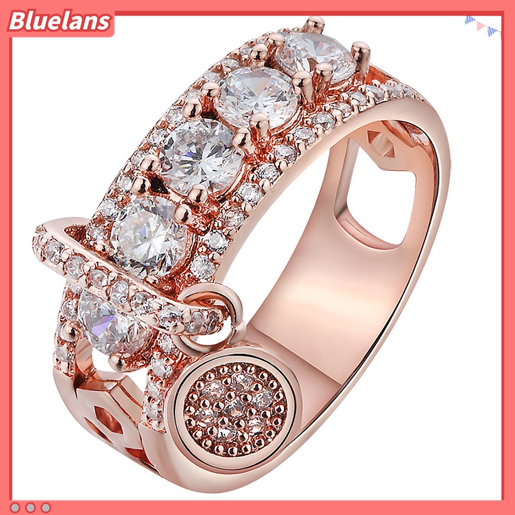 Cincin Liontin Cubic Zirconia Model Hollow Lebar Bahan Alloy Untuk Wanita