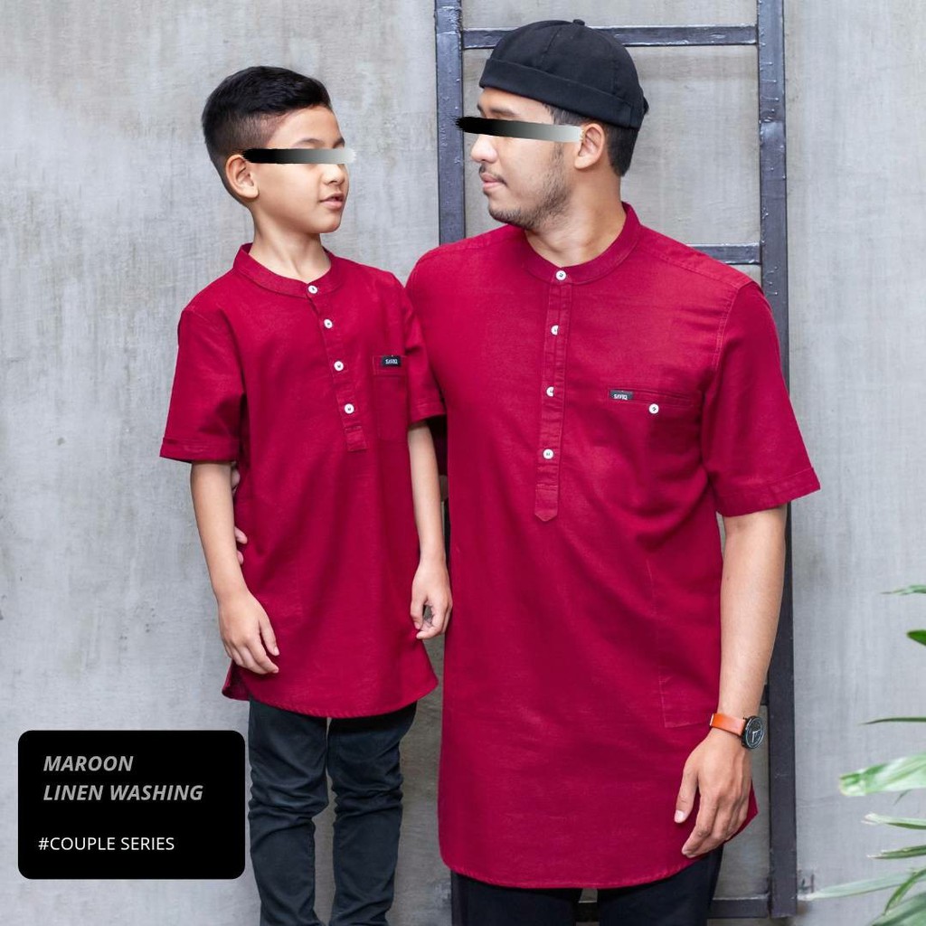 KOKO COUPLE ANAK DAN AYAH LENGAN PENDEK WARNA MAROON MUSTARD MOCCA NAVY UKURAN ANAK S M L XL