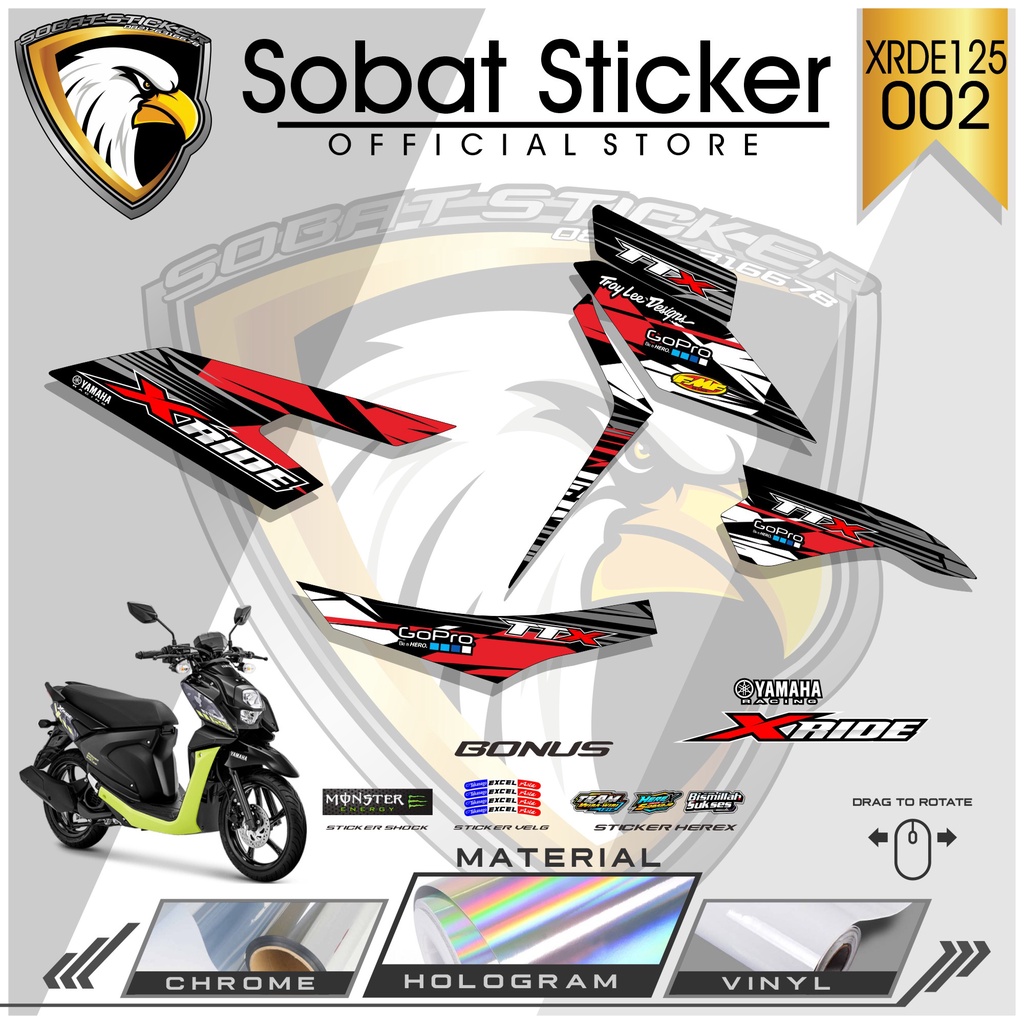 STRIPING XRIDE 125- STICKER STRIPING HOLOGRAM YAMAHA XRIDE 125 TTX TERBARU SB 002