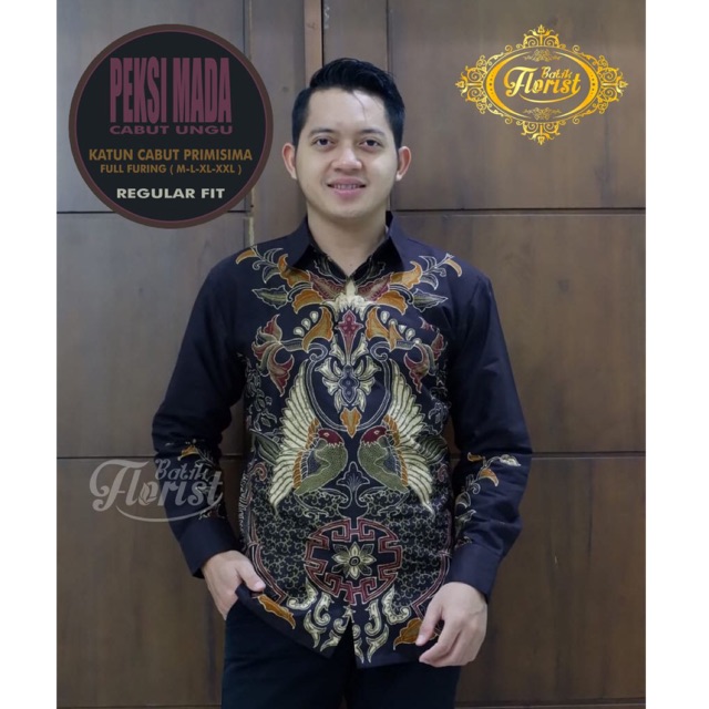 Kemeja Batik PEKSI MADA CABUT UNGU Katun Primisima Full Furing Termurah