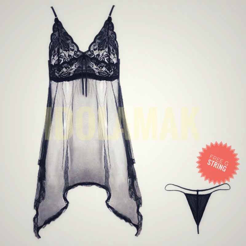 Lingerie Transparan Mini - Piyama Free G String