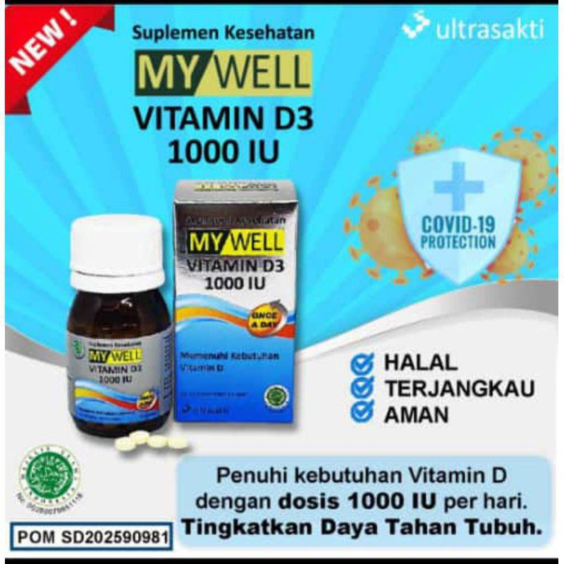 My Well Vitamin D3 1000 IU- 20 tablet || Viitamin C 500mg @ 5 kaplet