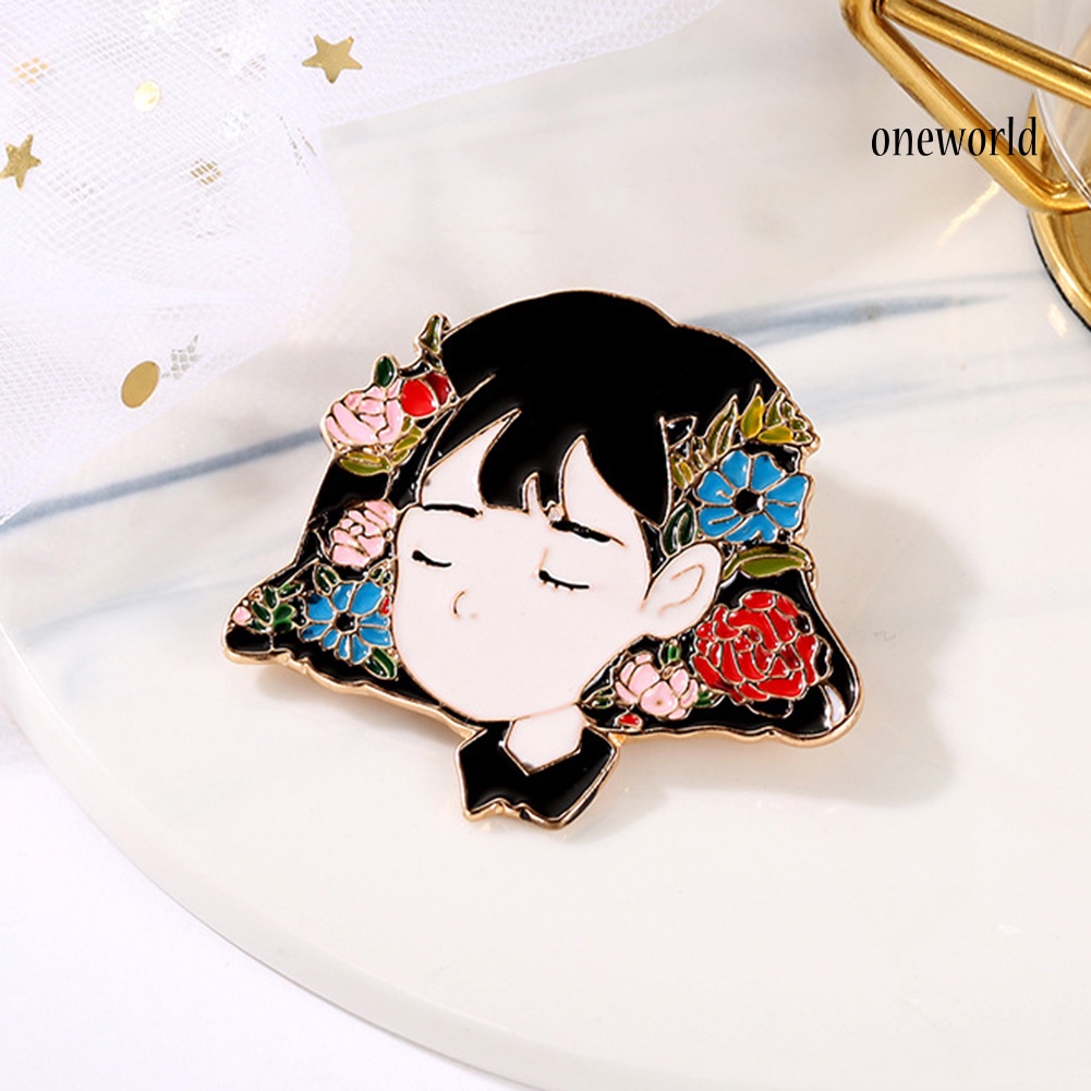 OW@ Cartoon Girl Portrait Enamel Brooch Pin Jeans Coat Shawl Jewelry Decoration