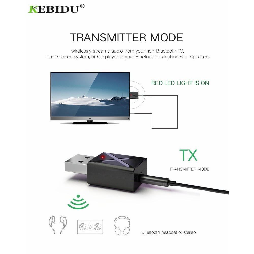 2 IN 1 USB Dongle HiFi Audio Bluetooth 5.0 Adapter Transmitter &amp; Receiver - KN320 / USB Dongle Audio