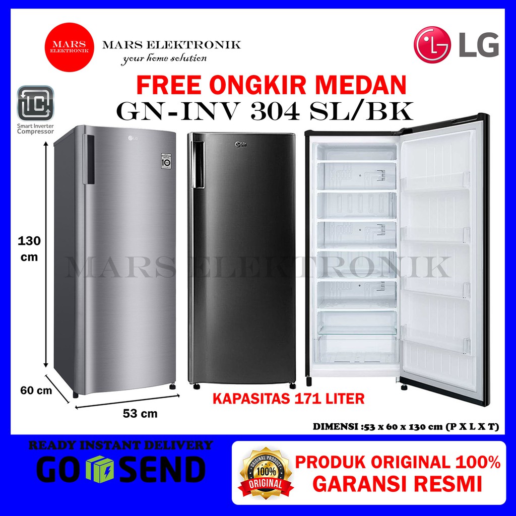 Freezer Lg Gn Inv304 Sl Bk 6 Rak 171 Liter Inverter Gn Inv 304 Sl Bk Kulkas Freezer Shopee Indonesia