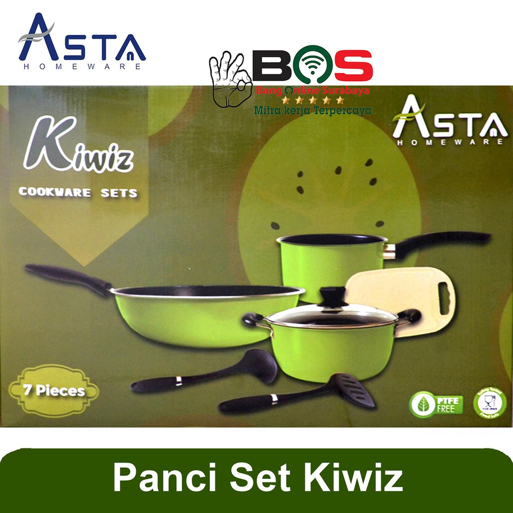 Panci Wajan Teflon Asta Kiwiz Set 7 Pcs Anti Lengket Cookware Panci Wajan Asta