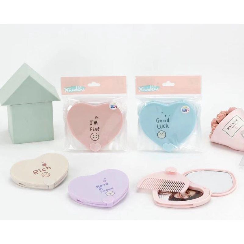 SISIR PLUS KACA CERMIN SISIR KARAKTER SISIR LIPAT TRAVEL WANITA