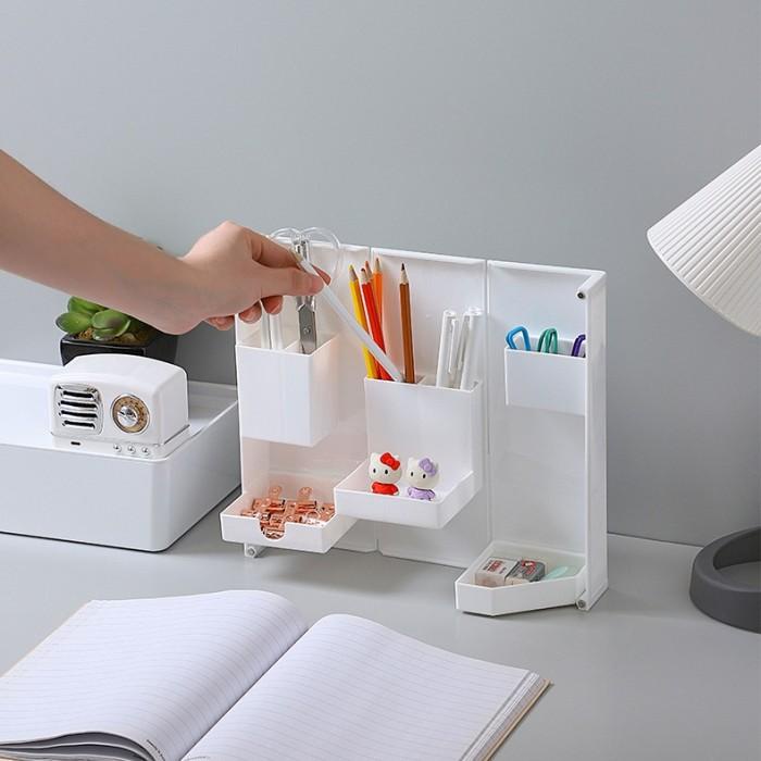 

Delia | Rak Lipat Portable Tempat Makeup Aksesoris Alat Tulis Bisa Lipat Kecil