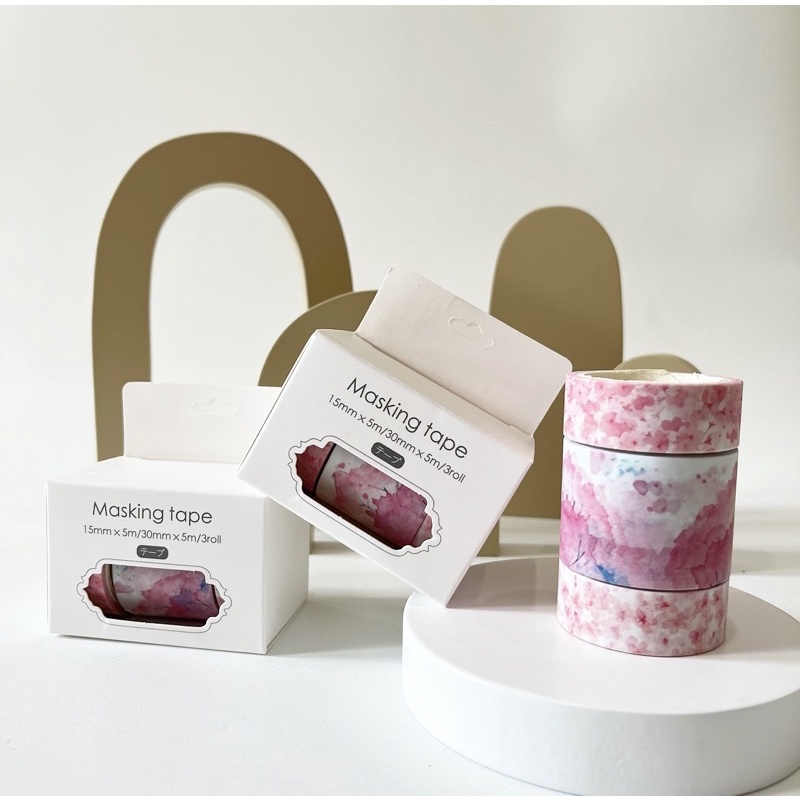 

Washimoshi Masking Washi Tape Mugoo series set (pink cloudy)