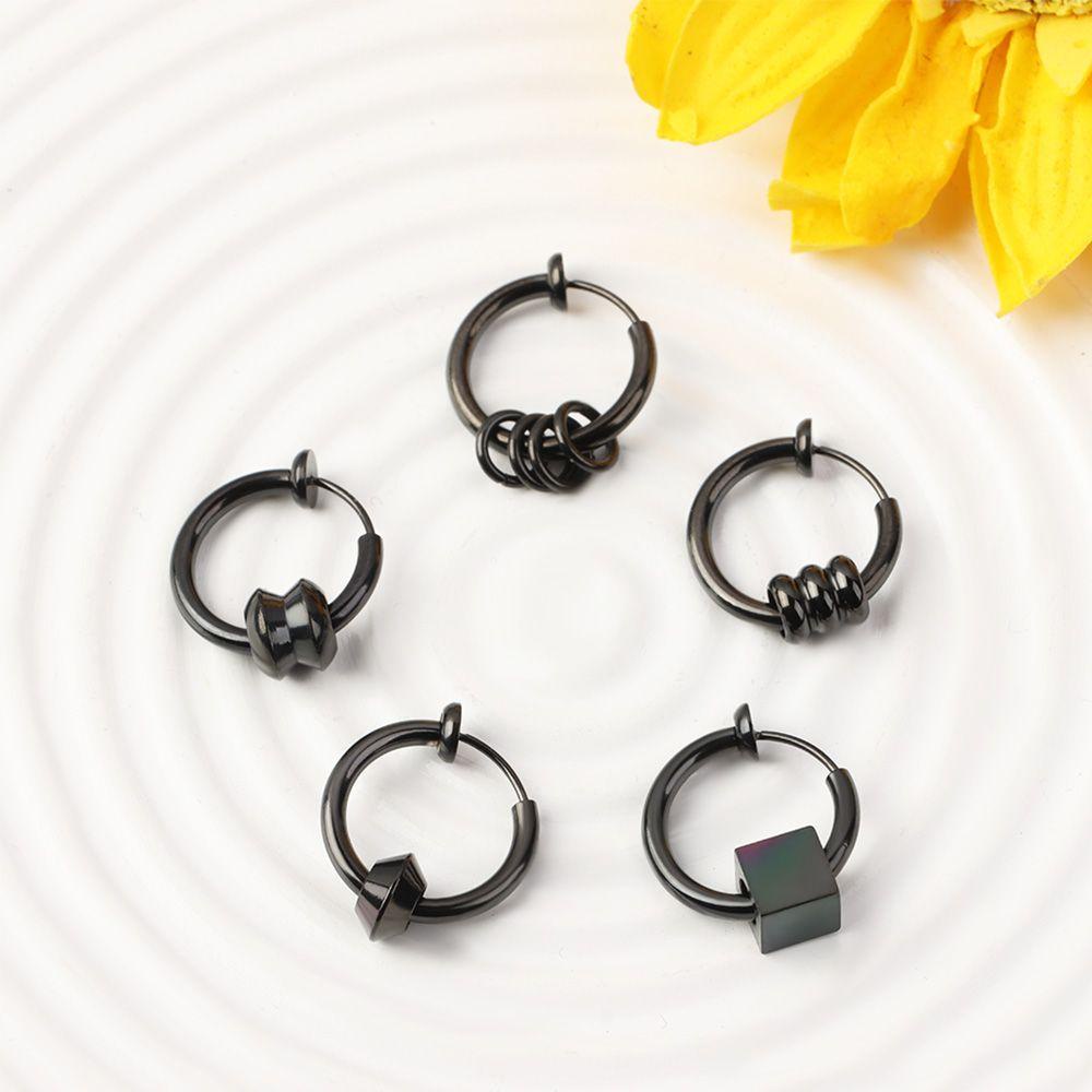 Lily Anting Punk Wanita Pria Tanpa Sakit Anting Klip Anting Stainless Steel Untuk Remaja Hoops Palsu