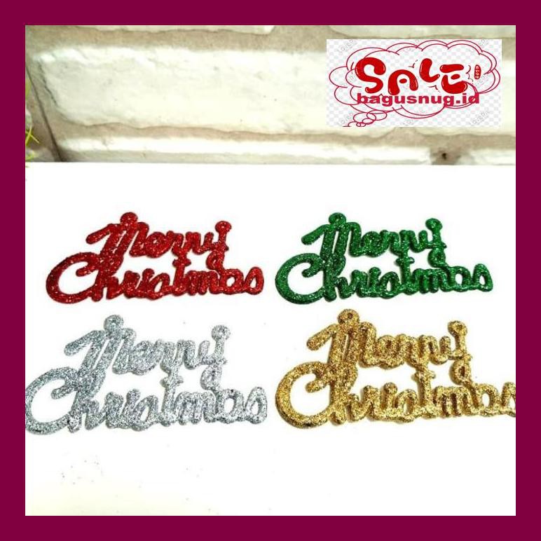

Perlengkapan Natal -Ty- Tulisan Merry Christmas Mini Isi 4 Emas Gliter Hiasan Parcel Box Kue 790Natt