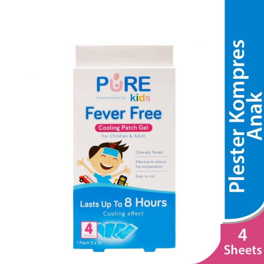 Pure Kids Plester Kompres Pereda Pereda Panas Demam Anak Fever Free Cooling Patch Gel