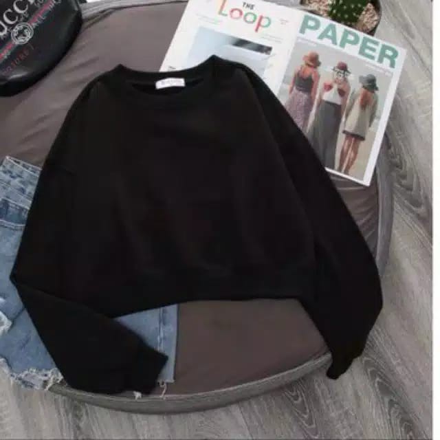 Lenka Sweater Cropped-Sweater Crop Big Size Wanita