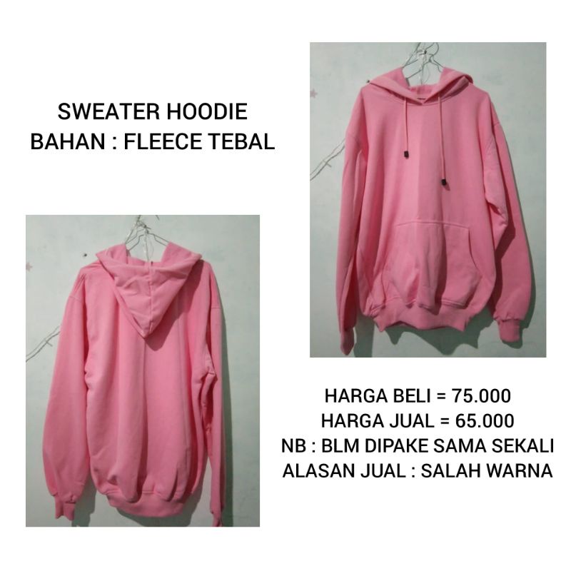 SWEATER HOODIE POLOS WARNA BABY PINK